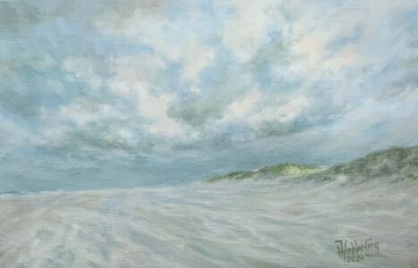 “Windkracht 10” (2024) – olieverf op paneel, 20 x 28 cm