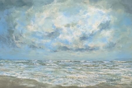 “Zon doorbraak” (2024) – olieverf op paneel, 20 x 28 cm