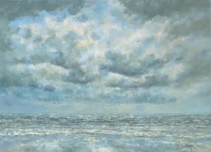 “Uitwaaien” (2025) – olieverf op linnen, 30 x 40 cm