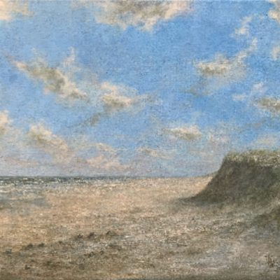Olieverfschilderij Alleen met de zee 2024 van Henk Hobbeling – rustgevend zeegezicht op linnen