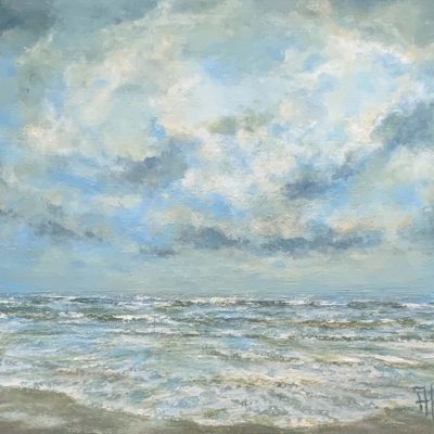 “Zon doorbraak” (2024) – olieverf op paneel, 20 x 28 cm