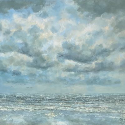 “Uitwaaien” (2025) – olieverf op linnen, 30 x 40 cm